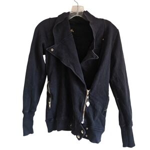 Vtg Green Dragon S Womens Black Moto Jacket Asymmetric Zip Velvet Dragon Graphic